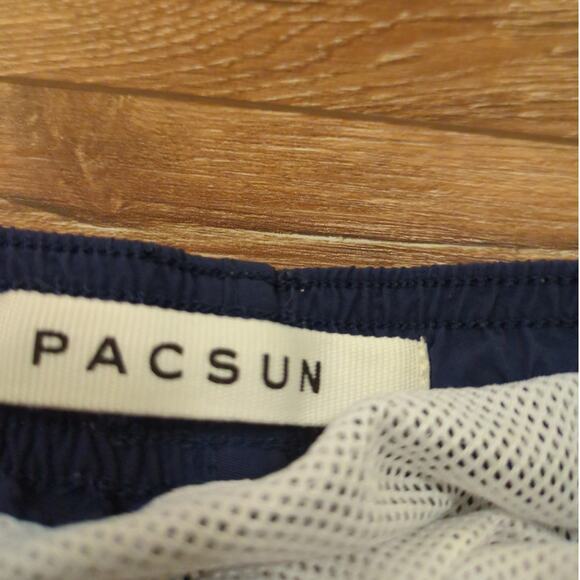 Pacsun Men's Small Swim Trunks Mesh Lined Blue Nylon Drawstring Stretch - Picture 3 of 9